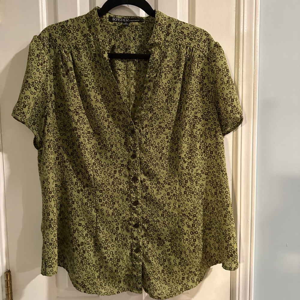 Kasper‎ Green Patterned Blouse